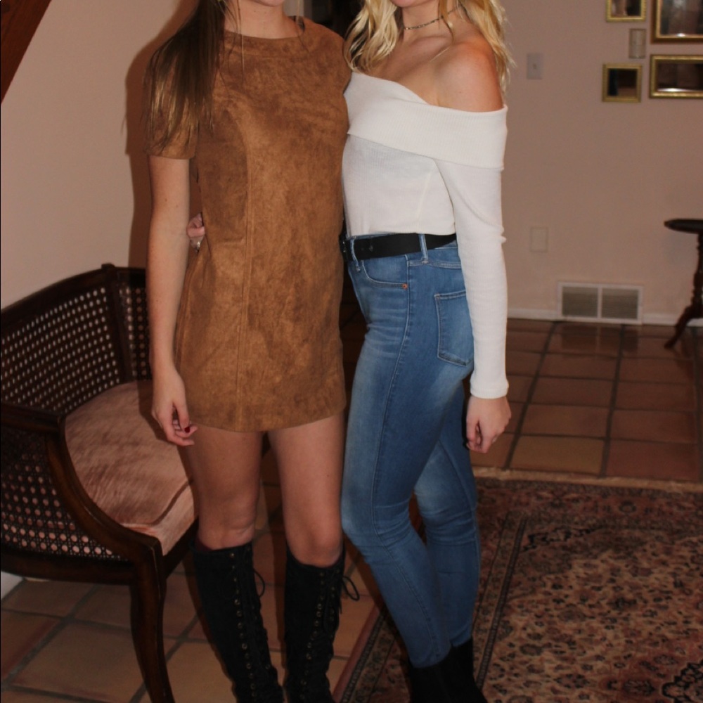 Light brown suede mini dress